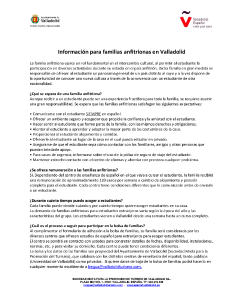 Portada del documento Información para familias anfitrionas en Valladolid